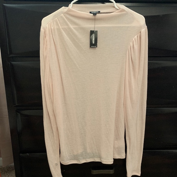 Express Sheer Light Pink Longsleeve size L new w/ tags - Picture 1 of 1